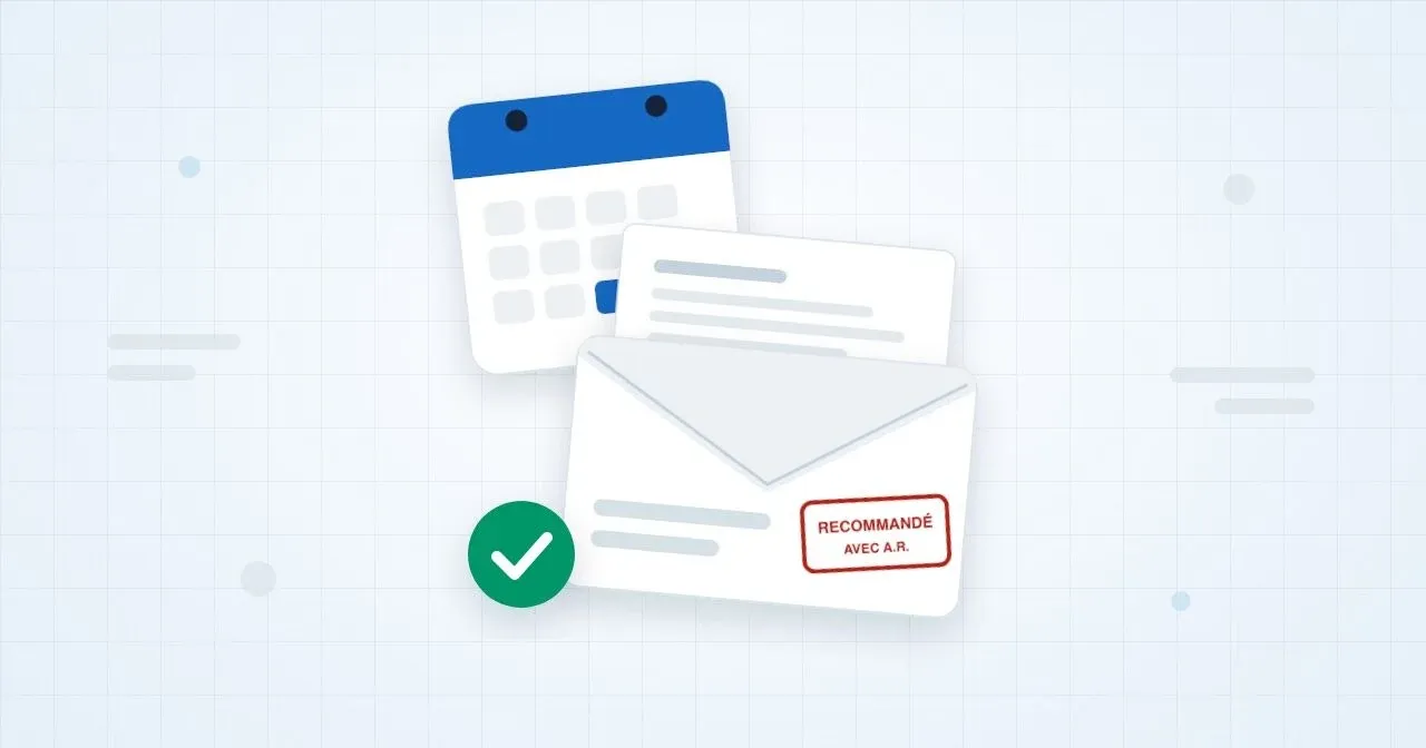 Illustration du guide Nexecur : lettre recommandée avec accusé de réception et calendrier du préavis