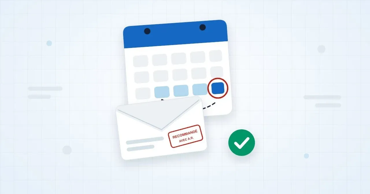 Illustration du guide Sector Alarm : calendrier avec l’échéance entourée, préavis de trois mois et lettre recommandée