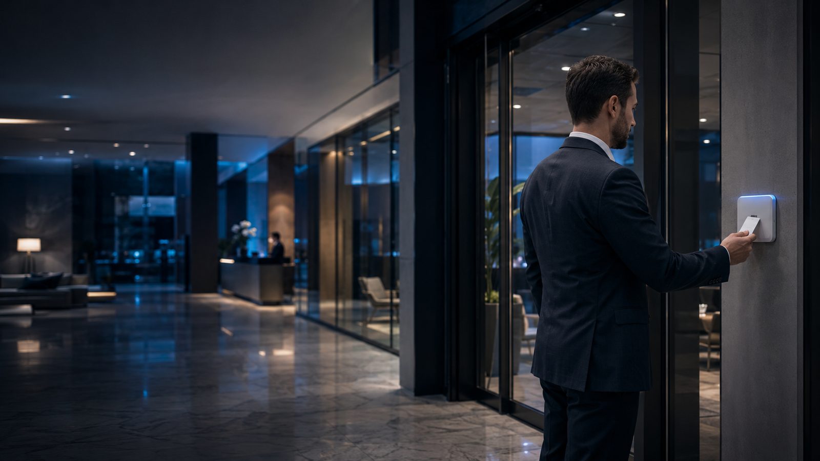 Contrôle d'accès par badge Dahua à l'entrée d'un bureau
